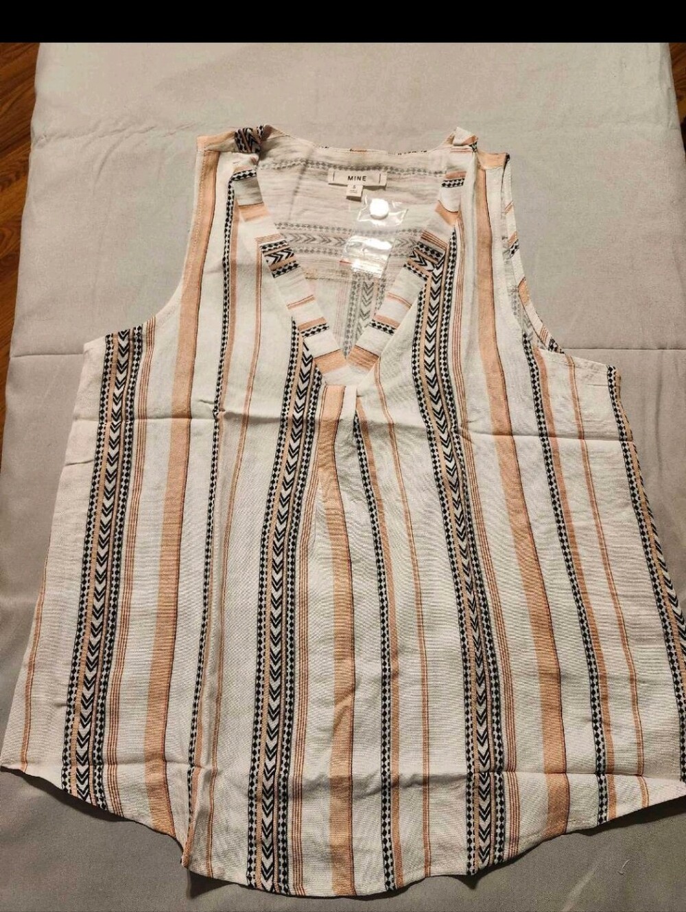 MINE Boho Striped Sleeveless V-Neck Top